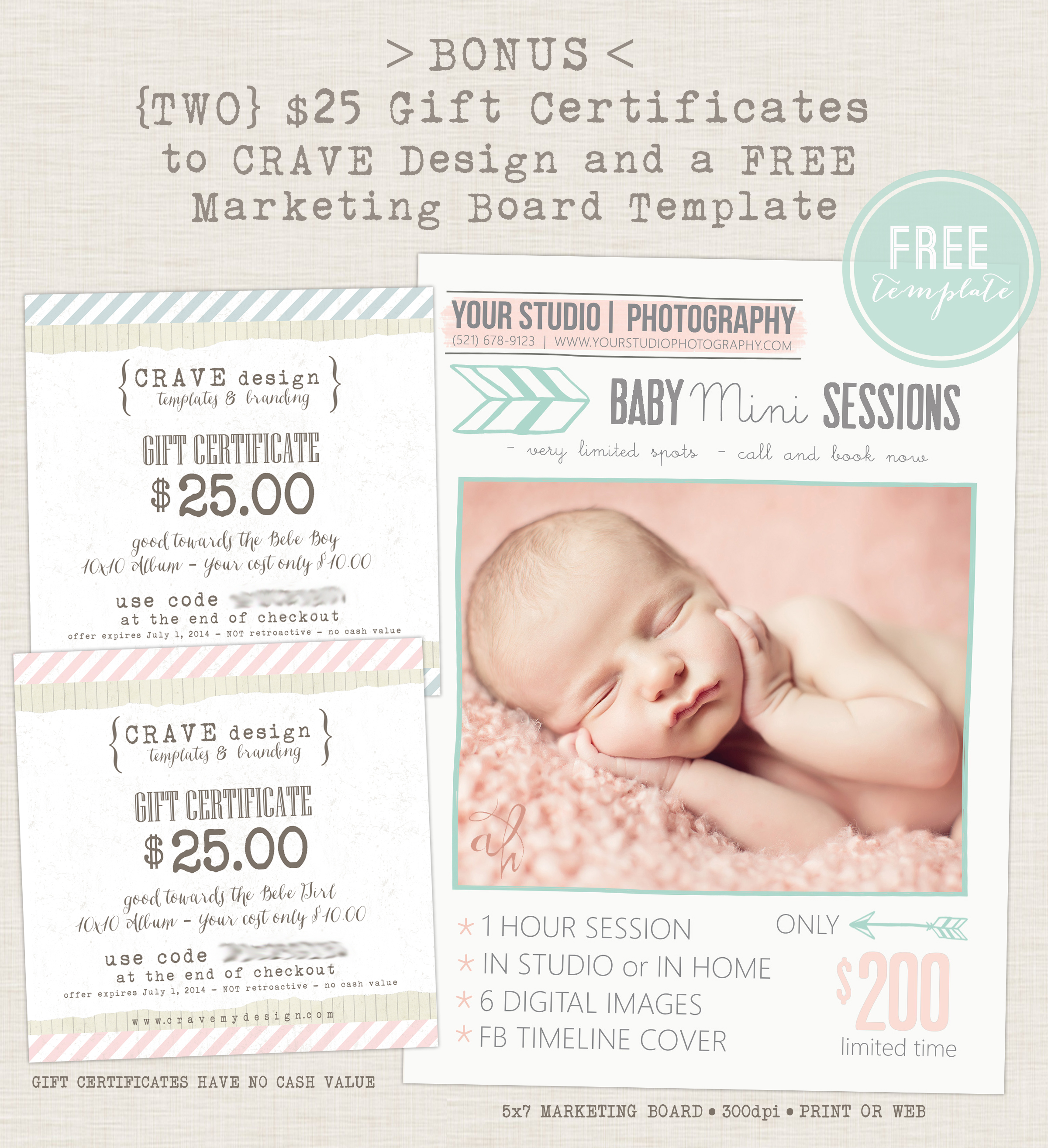 Extended 15 For Baby Announcement And Cd Dvd Bundle From Crave Design Save 86 Photo Deal Gift Certificate For Photography Session Templates
